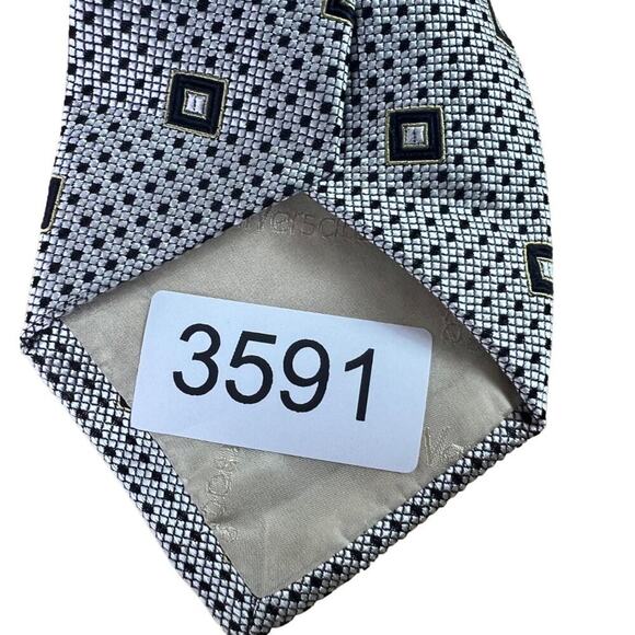GIANNI VERSACE Necktie Mens 100% Silk Geometric 3.5” Hand Made in Spain Vintage - Picture 4 of 10
